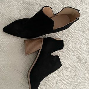 Ankle booties- black faux microsuede